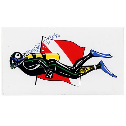 Swimming Diver on Dive Flag Sticker 3.5 x 2.5